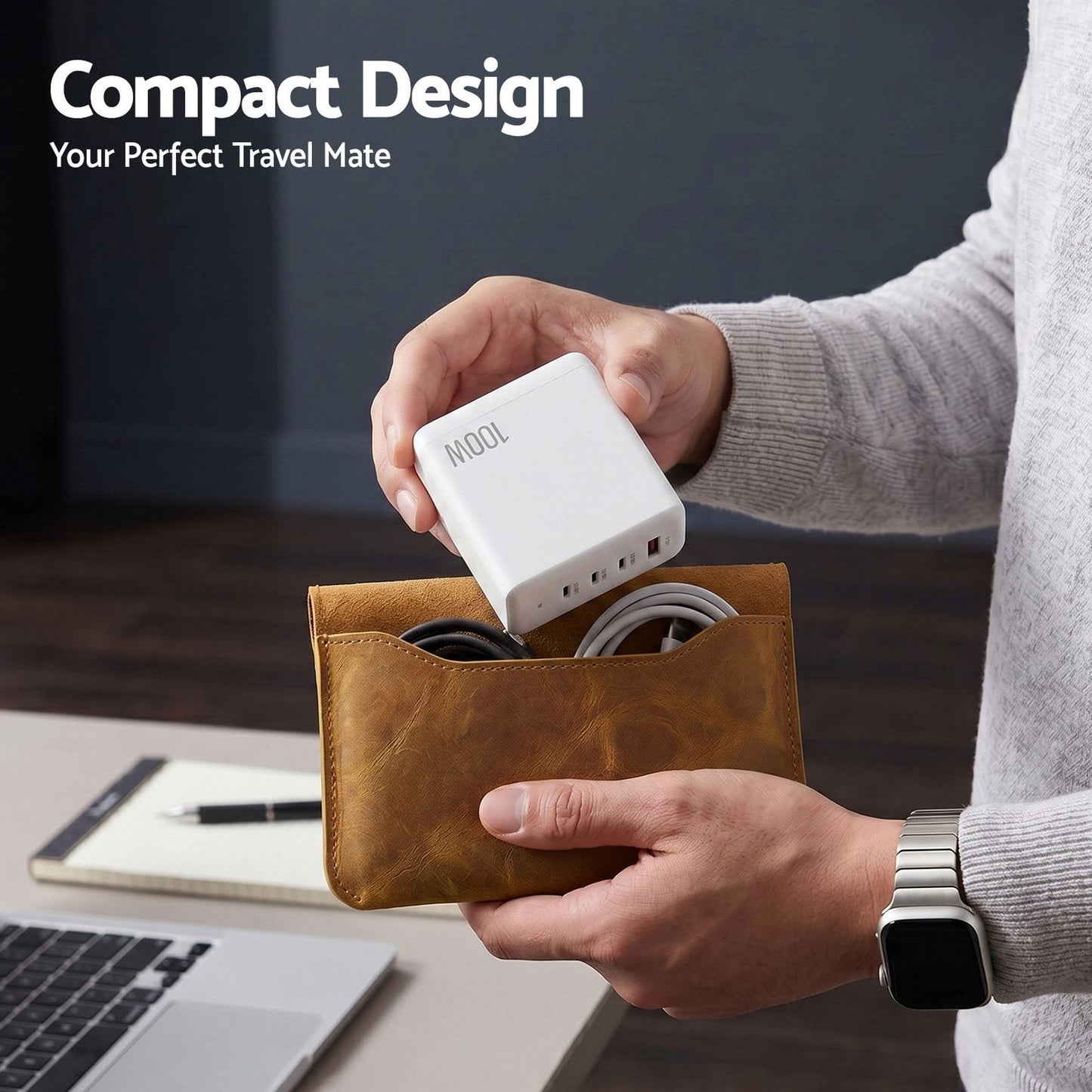 Alona.com.au Electronics > Battery Chargers & Power > Power Banks & Chargers Devanti USB C Charger 100W Fast Charger 4 Port GaN Desktop Station White