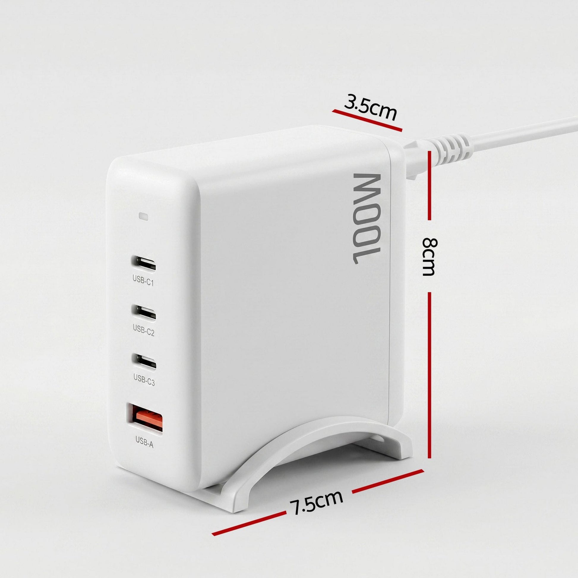 Alona.com.au Electronics > Battery Chargers & Power > Power Banks & Chargers Devanti USB C Charger 100W Fast Charger 4 Port GaN Desktop Station White