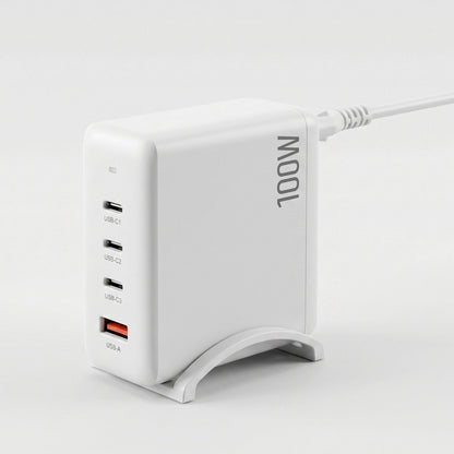 Alona.com.au Electronics > Battery Chargers & Power > Power Banks & Chargers Devanti USB C Charger 100W Fast Charger 4 Port GaN Desktop Station White
