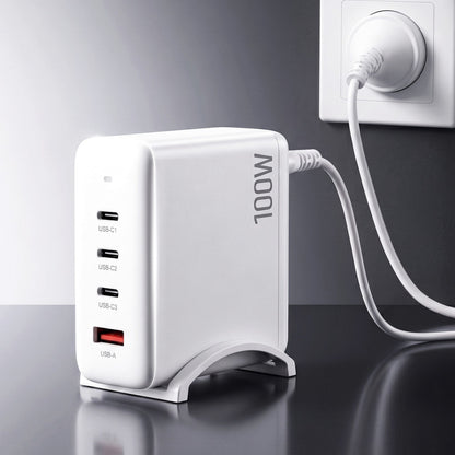 Alona.com.au Electronics > Battery Chargers & Power > Power Banks & Chargers Devanti USB C Charger 100W Fast Charger 4 Port GaN Desktop Station White