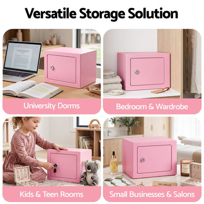 Alona.com.au Electronics > Business & Home Security > Safes & Lock Boxes UL-Tech 6.5L Small Safe Box with Key Lock for Cash Mini Home Security Safe Pink