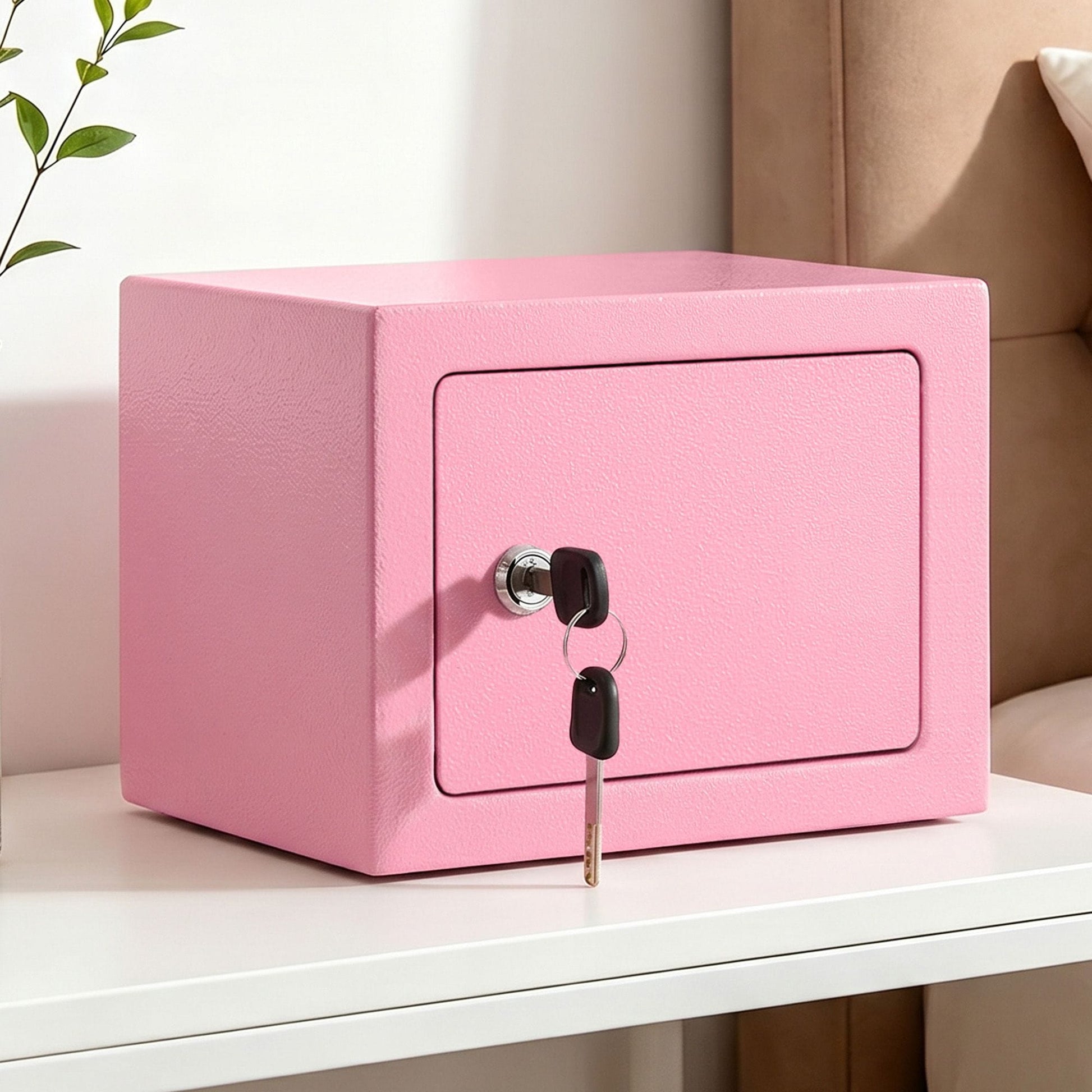 Alona.com.au Electronics > Business & Home Security > Safes & Lock Boxes UL-Tech 6.5L Small Safe Box with Key Lock for Cash Mini Home Security Safe Pink