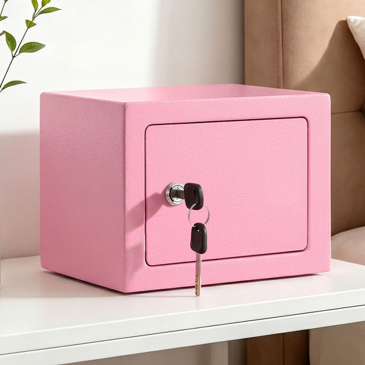 Alona.com.au Electronics > Business & Home Security > Safes & Lock Boxes UL-Tech 6.5L Small Safe Box with Key Lock for Cash Mini Home Security Safe Pink