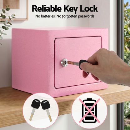 Alona.com.au Electronics > Business & Home Security > Safes & Lock Boxes UL-Tech 6.5L Small Safe Box with Key Lock for Cash Mini Home Security Safe Pink