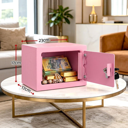 Alona.com.au Electronics > Business & Home Security > Safes & Lock Boxes UL-Tech 6.5L Small Safe Box with Key Lock for Cash Mini Home Security Safe Pink