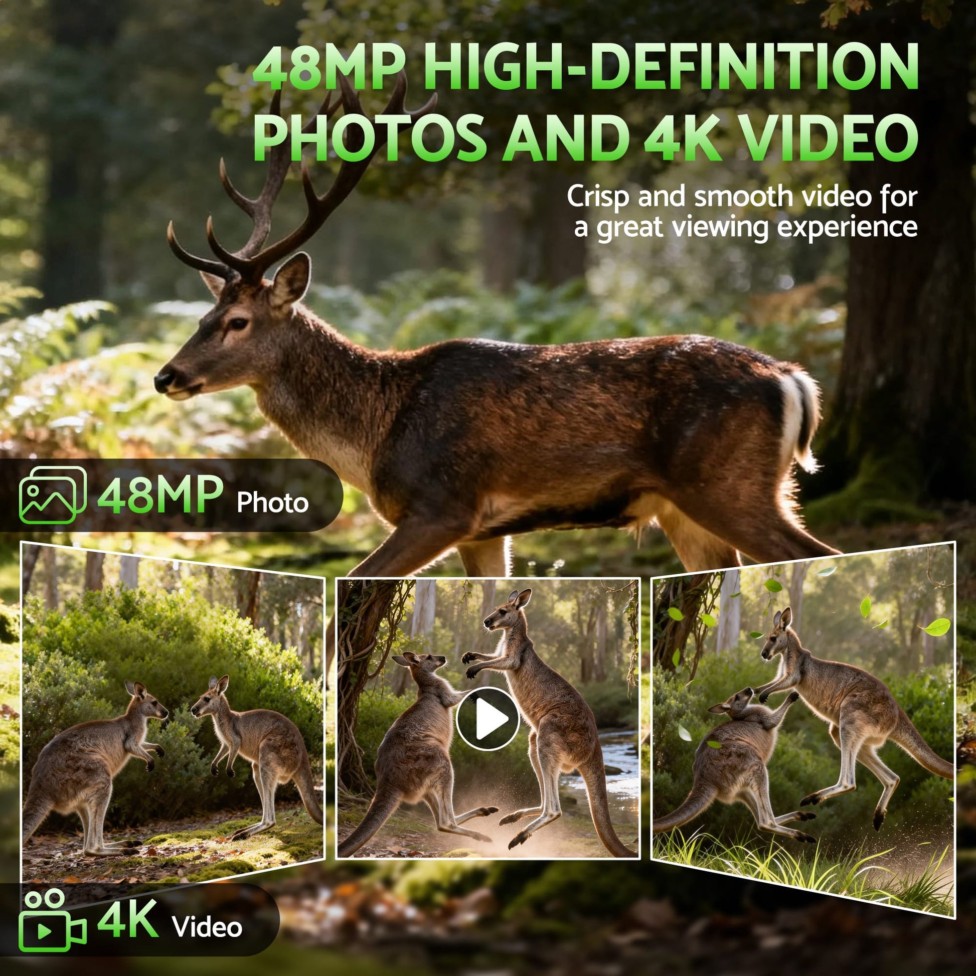 Alona.com.au Electronics > Business & Home Security > Security Cameras & Accessories UL-TECH 4K WiFi Trail Camera 48MP 0.2s Trigger Game Camera Camo
