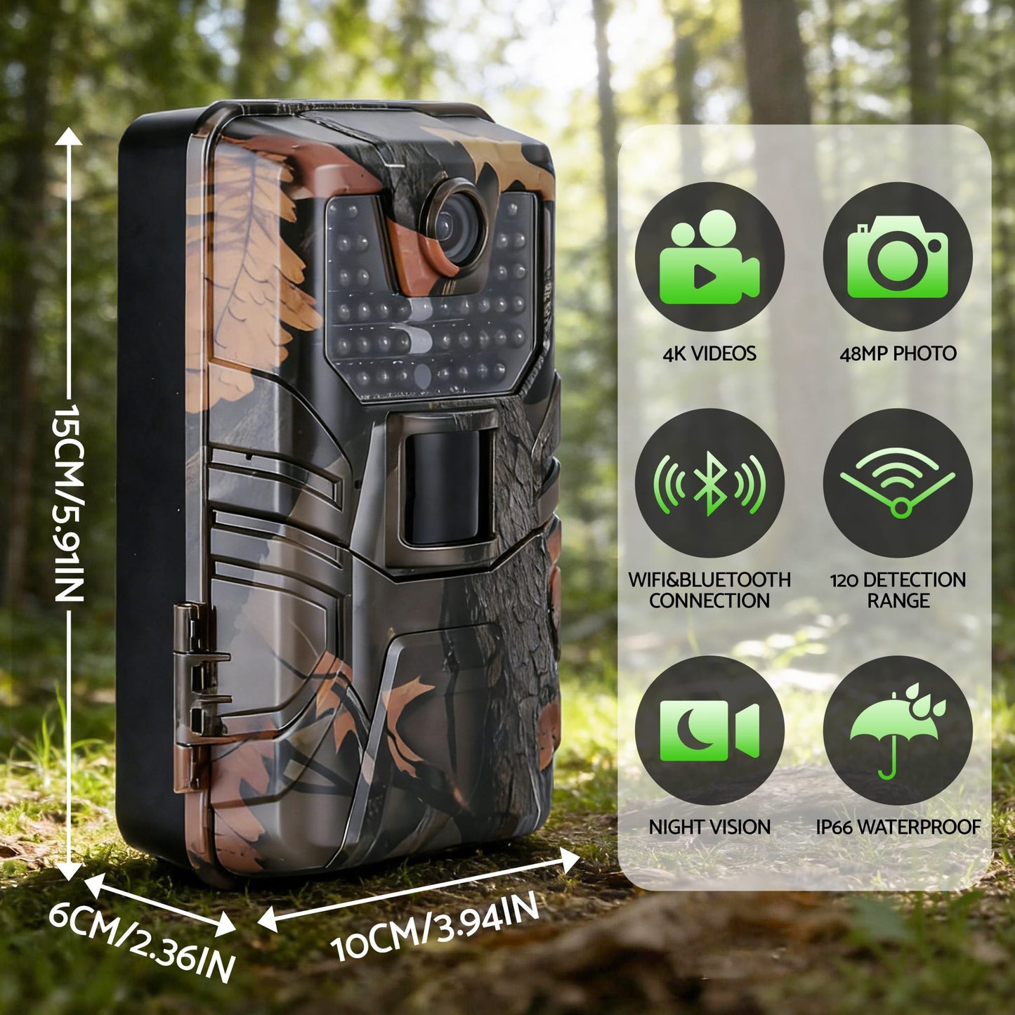 Alona.com.au Electronics > Business & Home Security > Security Cameras & Accessories UL-TECH 4K WiFi Trail Camera 48MP 0.2s Trigger Game Camera Camo
