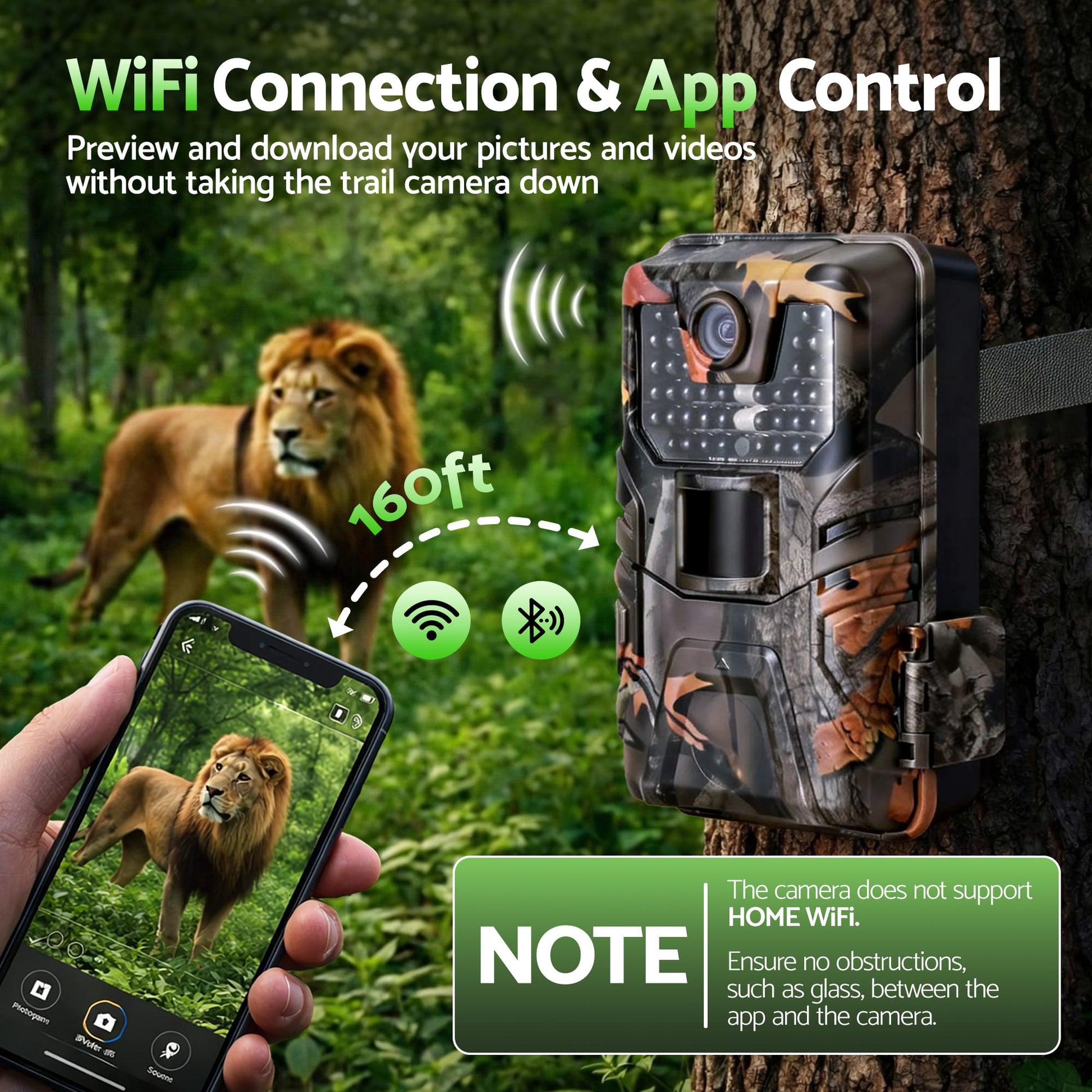 Alona.com.au Electronics > Business & Home Security > Security Cameras & Accessories UL-TECH 4K WiFi Trail Camera 48MP 0.2s Trigger Game Camera Camo