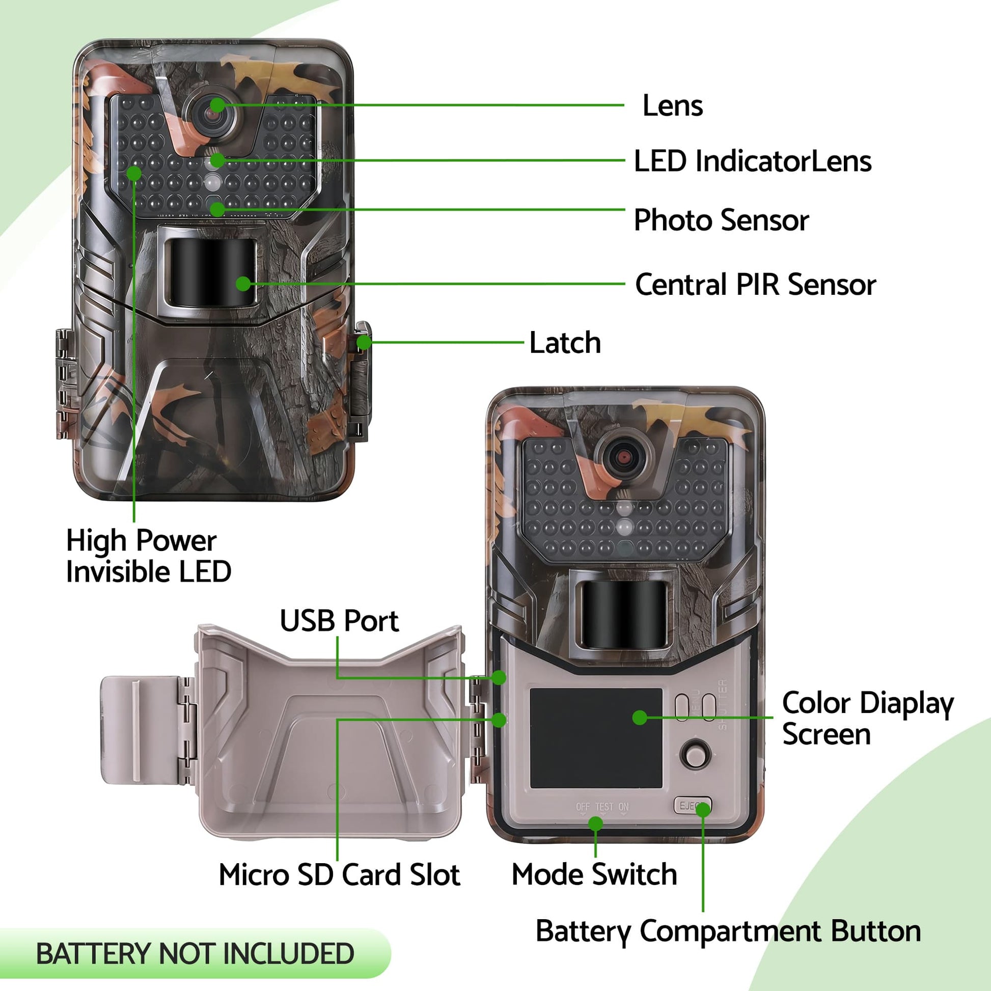 Alona.com.au Electronics > Business & Home Security > Security Cameras & Accessories UL-TECH 4K WiFi Trail Camera 48MP 0.2s Trigger Game Camera Camo