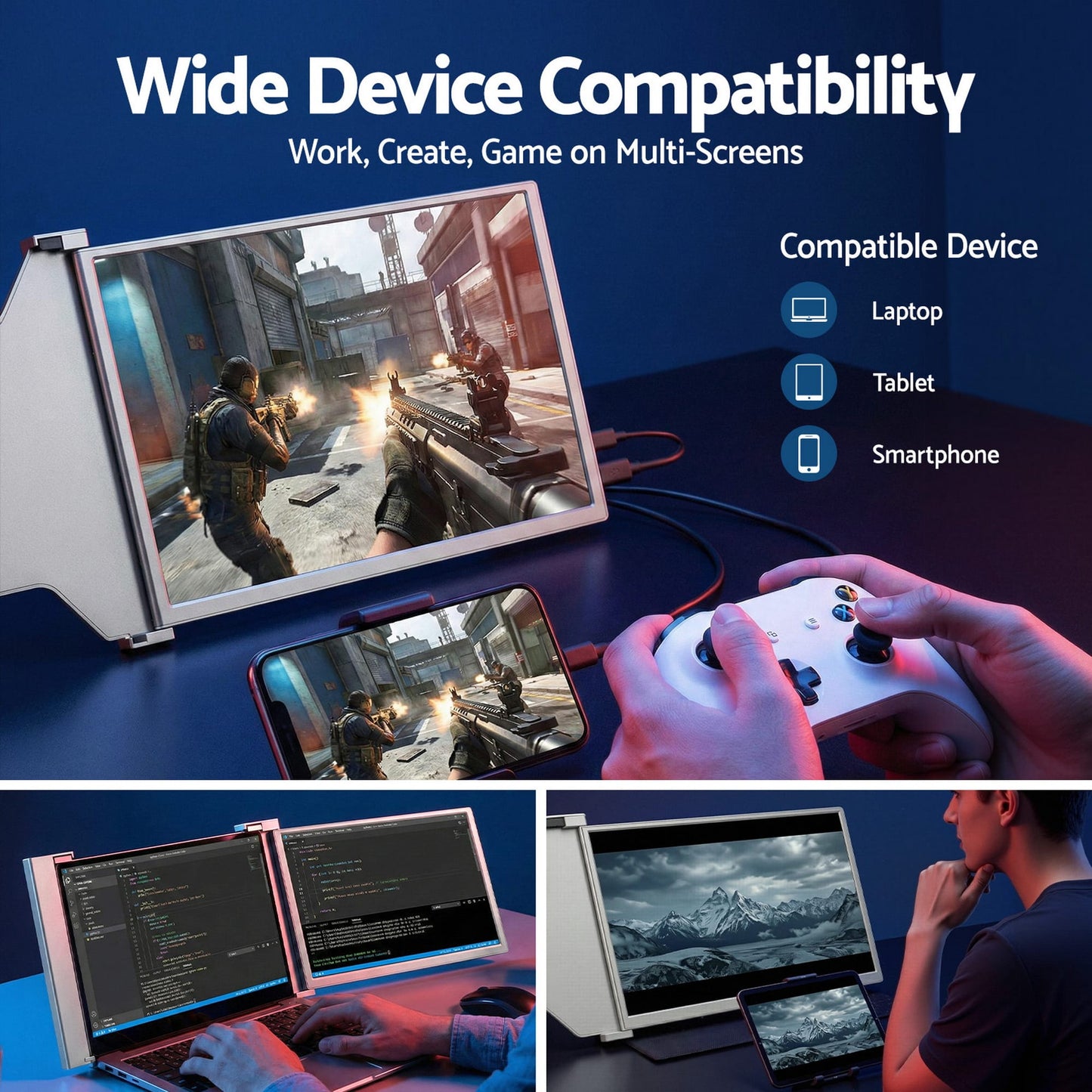 Alona.com.au Electronics > Computer Accessories > Computer Monitors & Accessories Devanti Portable Monitor Laptop Screen Extender Dual Display 1080P IPS USB C
