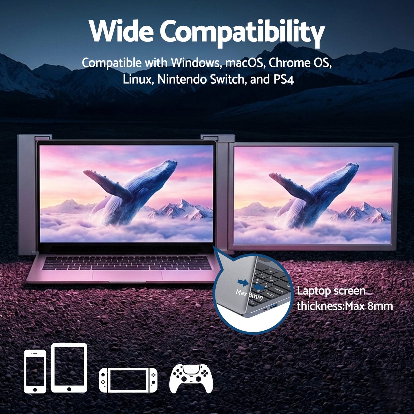 Alona.com.au Electronics > Computer Accessories > Computer Monitors & Accessories Devanti Portable Monitor Laptop Screen Extender Dual Display 1080P IPS USB C