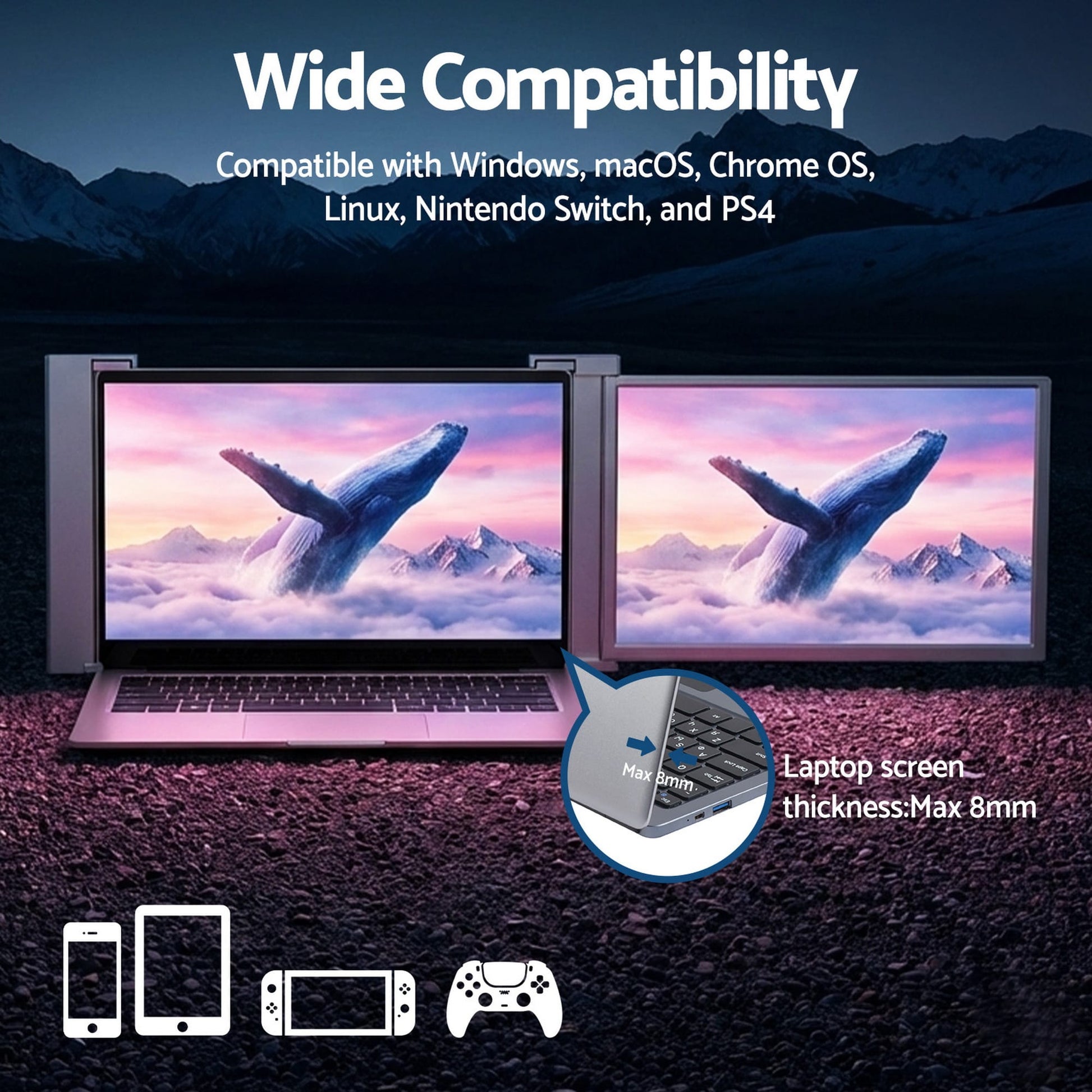 Alona.com.au Electronics > Computer Accessories > Computer Monitors & Accessories Devanti Portable Monitor Laptop Screen Extender Dual Display 1080P IPS USB C