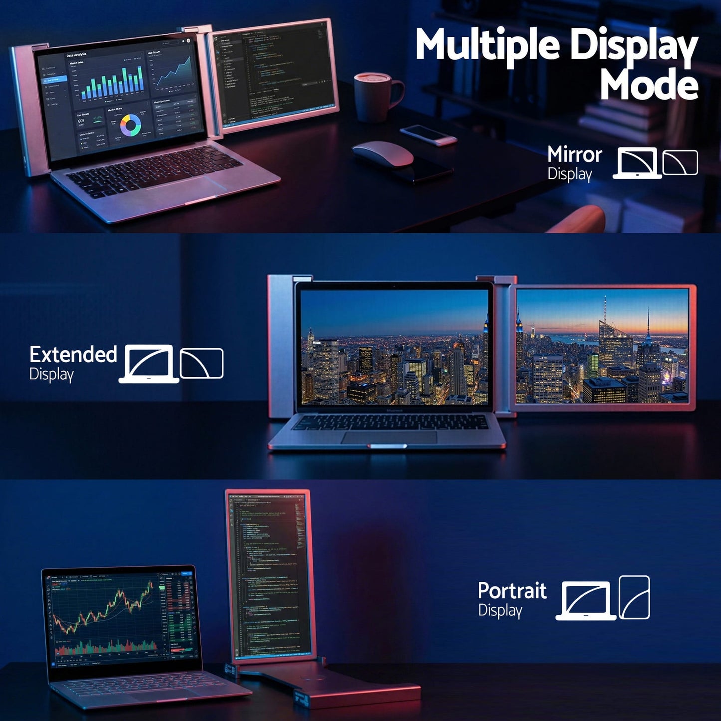 Alona.com.au Electronics > Computer Accessories > Computer Monitors & Accessories Devanti Portable Monitor Laptop Screen Extender Dual Display 1080P IPS USB C