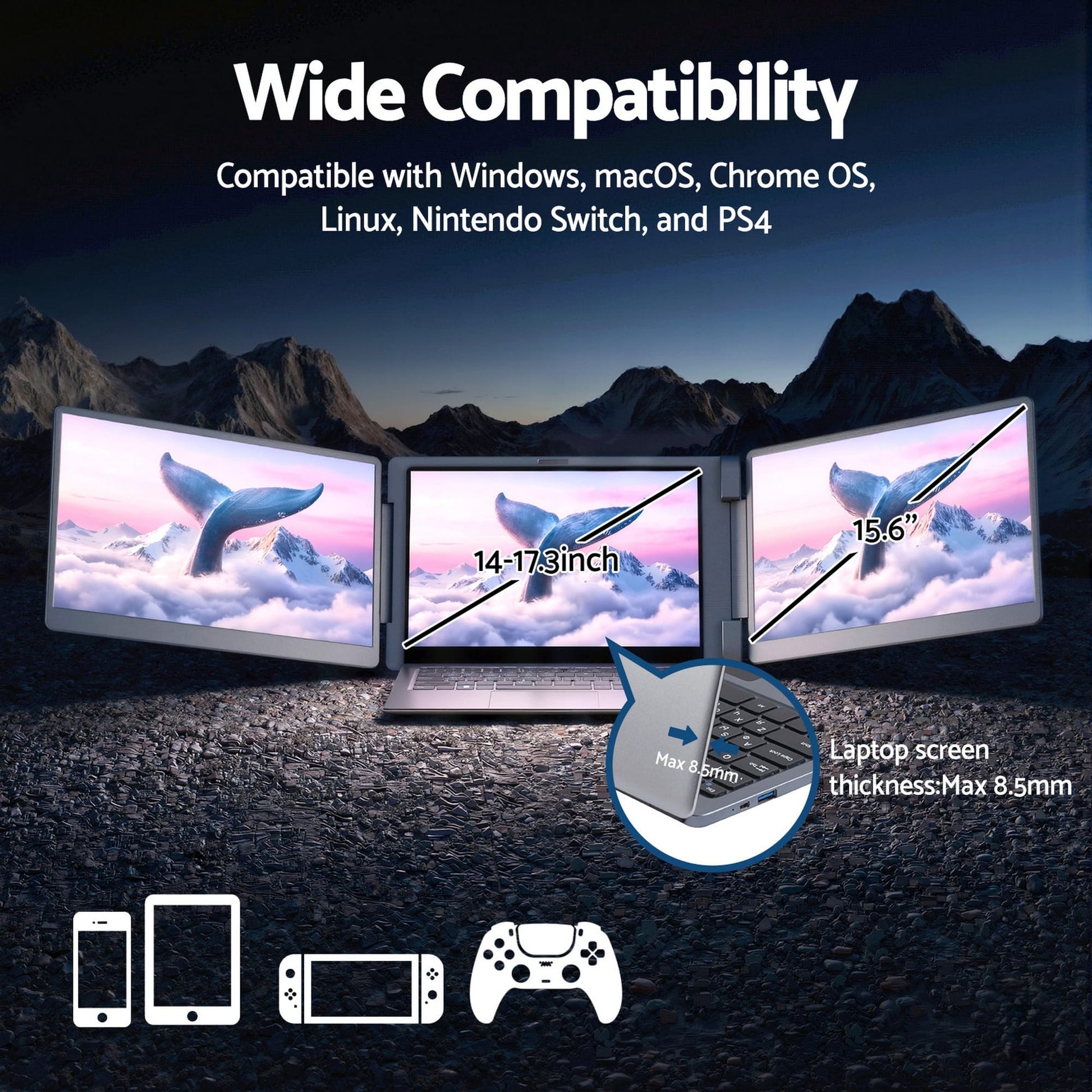Alona.com.au Electronics > Computer Accessories > Computer Monitors & Accessories Devanti Triple Portable Monitor Laptop Screen Extender 15.6" Dual Display FHD IPS