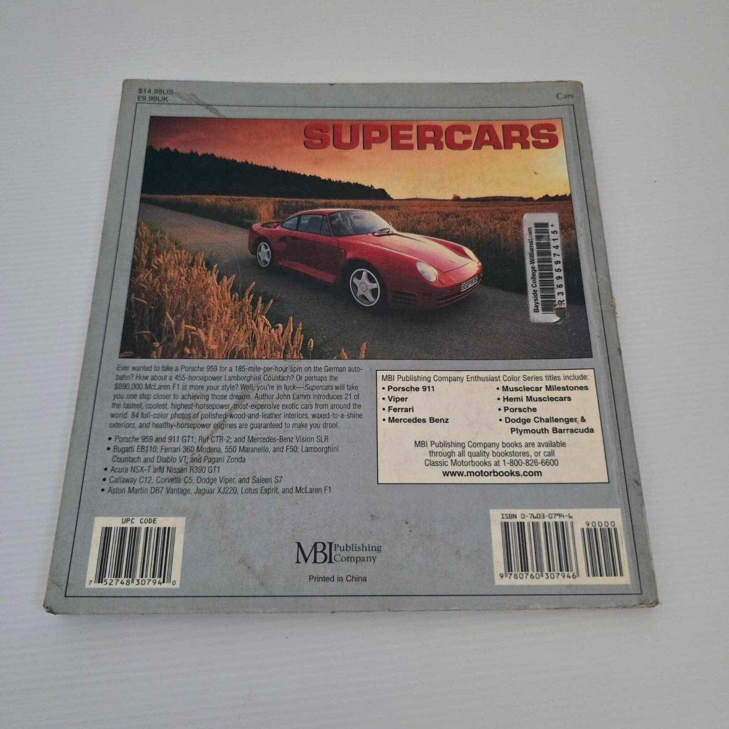 Alona.com.au Enthusiast Color Series: Supercars by John Lam, Paperback 2001 (Library Book)
