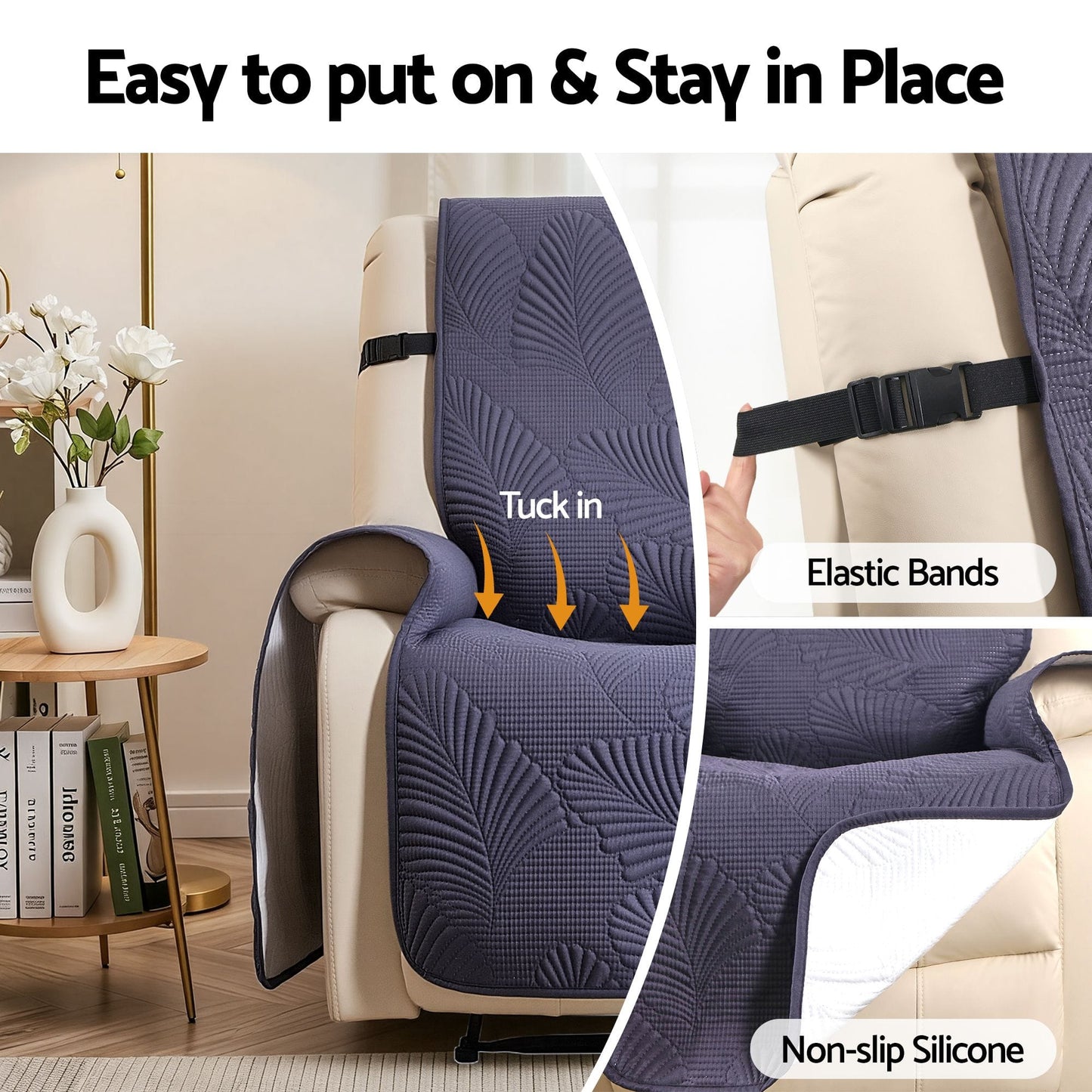 Alona.com.au Furniture > Bar Stools & Chairs > Arm Chairs & Recliners Artiss Quilted Recliner Chair Covers 100% Waterproof Recliner Slipcovers Grey