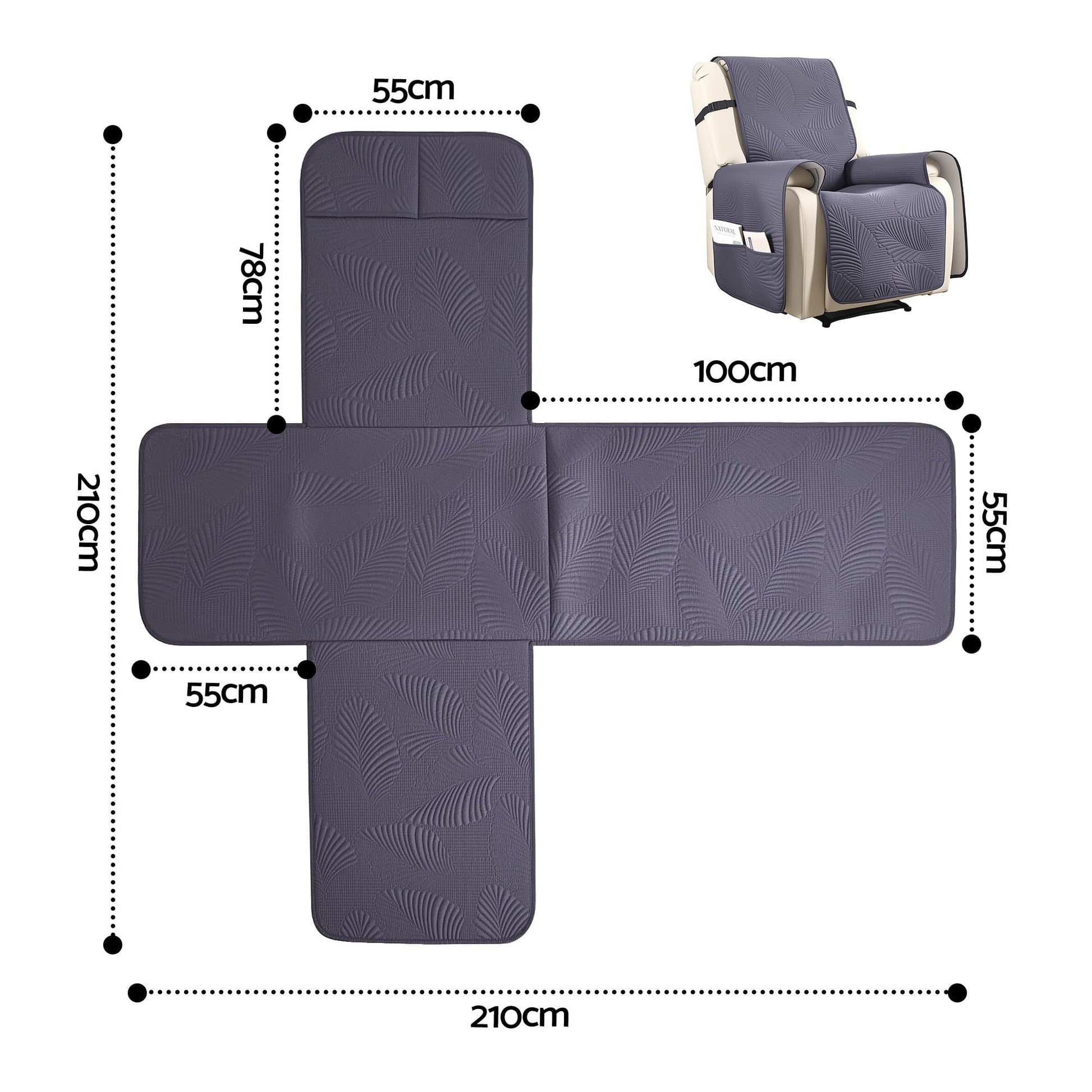 Alona.com.au Furniture > Bar Stools & Chairs > Arm Chairs & Recliners Artiss Quilted Recliner Chair Covers 100% Waterproof Recliner Slipcovers Grey