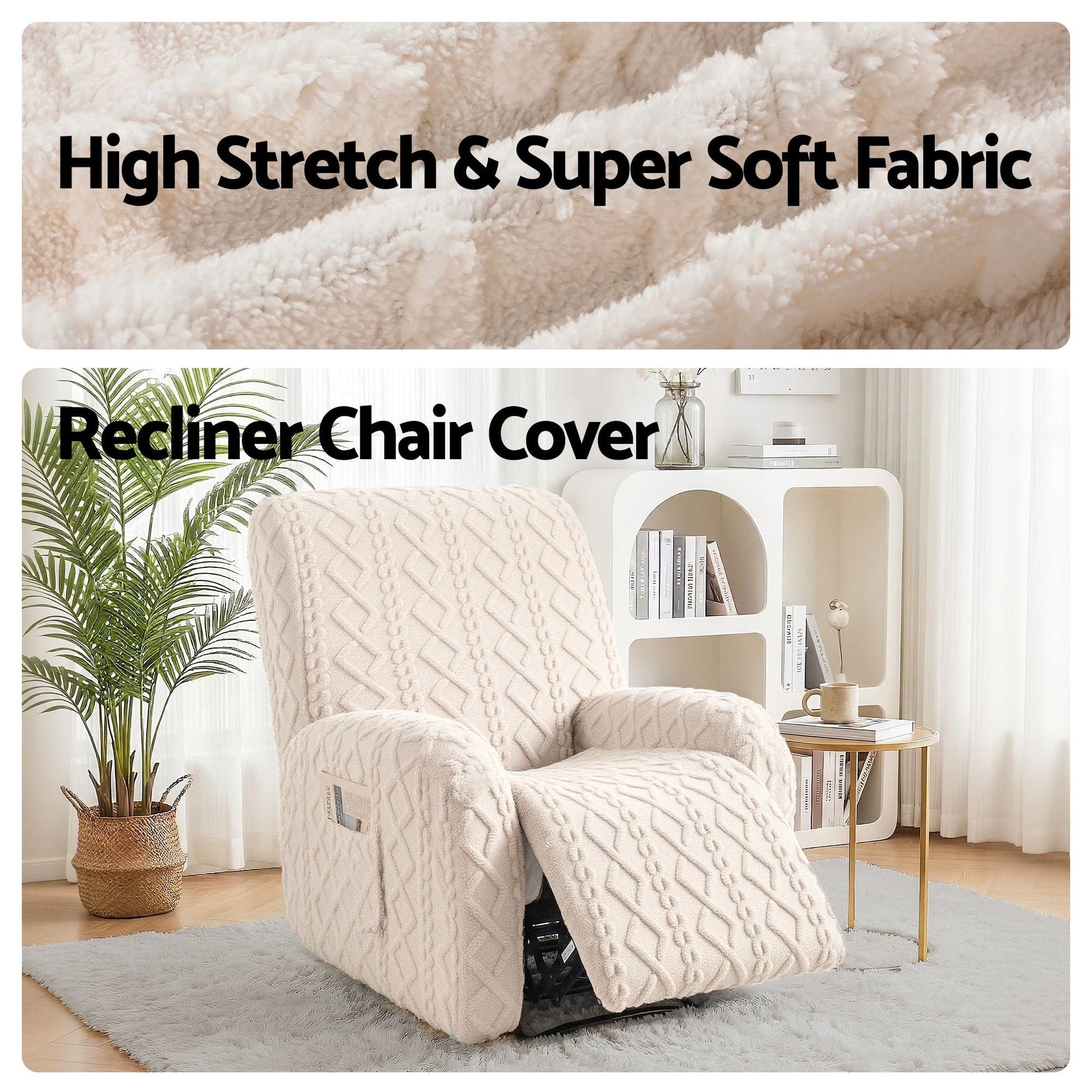 Alona.com.au Furniture > Bar Stools & Chairs > Arm Chairs & Recliners Artiss Recliner Chair Covers with Storage Side Pockets Beige