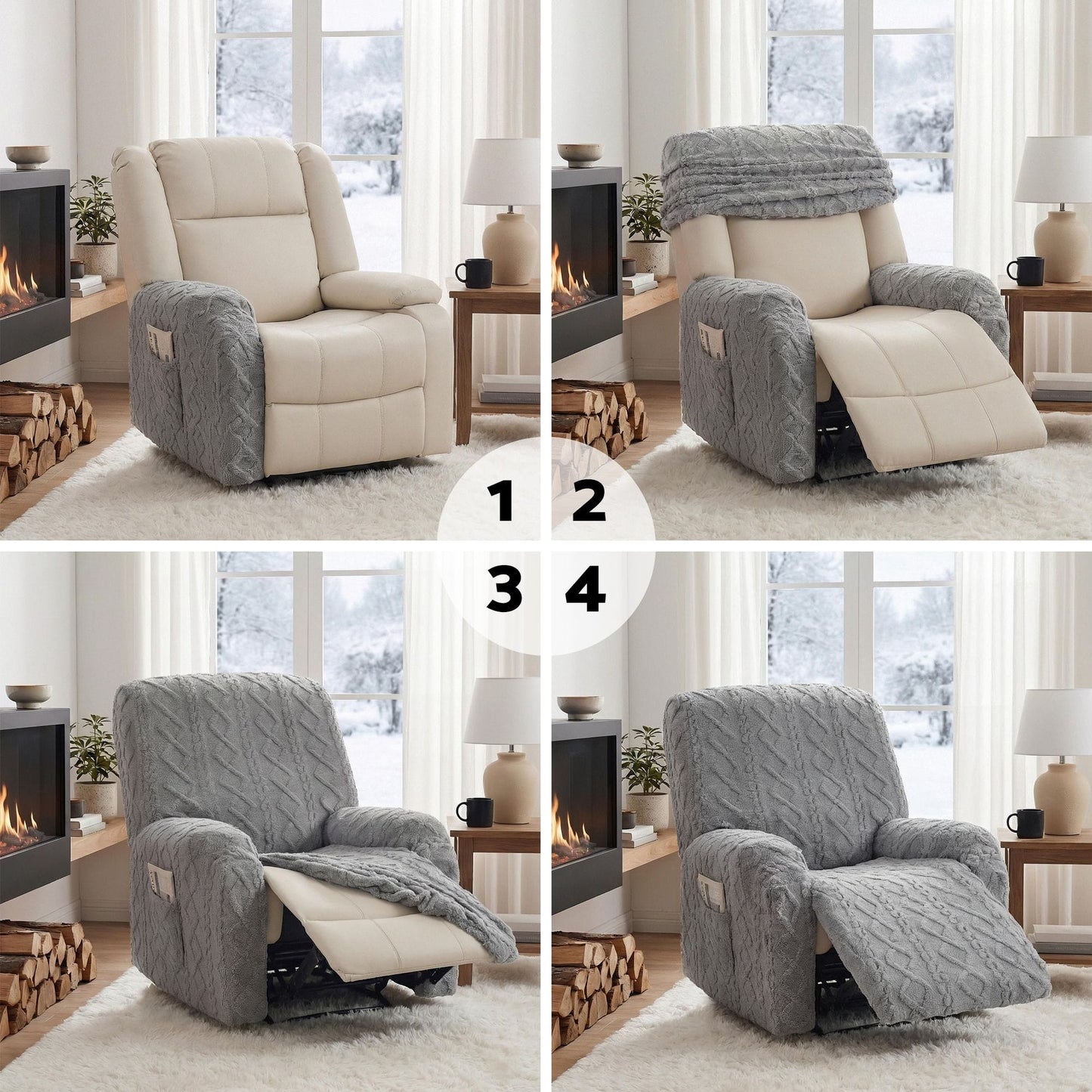 Alona.com.au Furniture > Bar Stools & Chairs > Arm Chairs & Recliners Artiss Recliner Chair Covers with Storage Side Pockets Grey