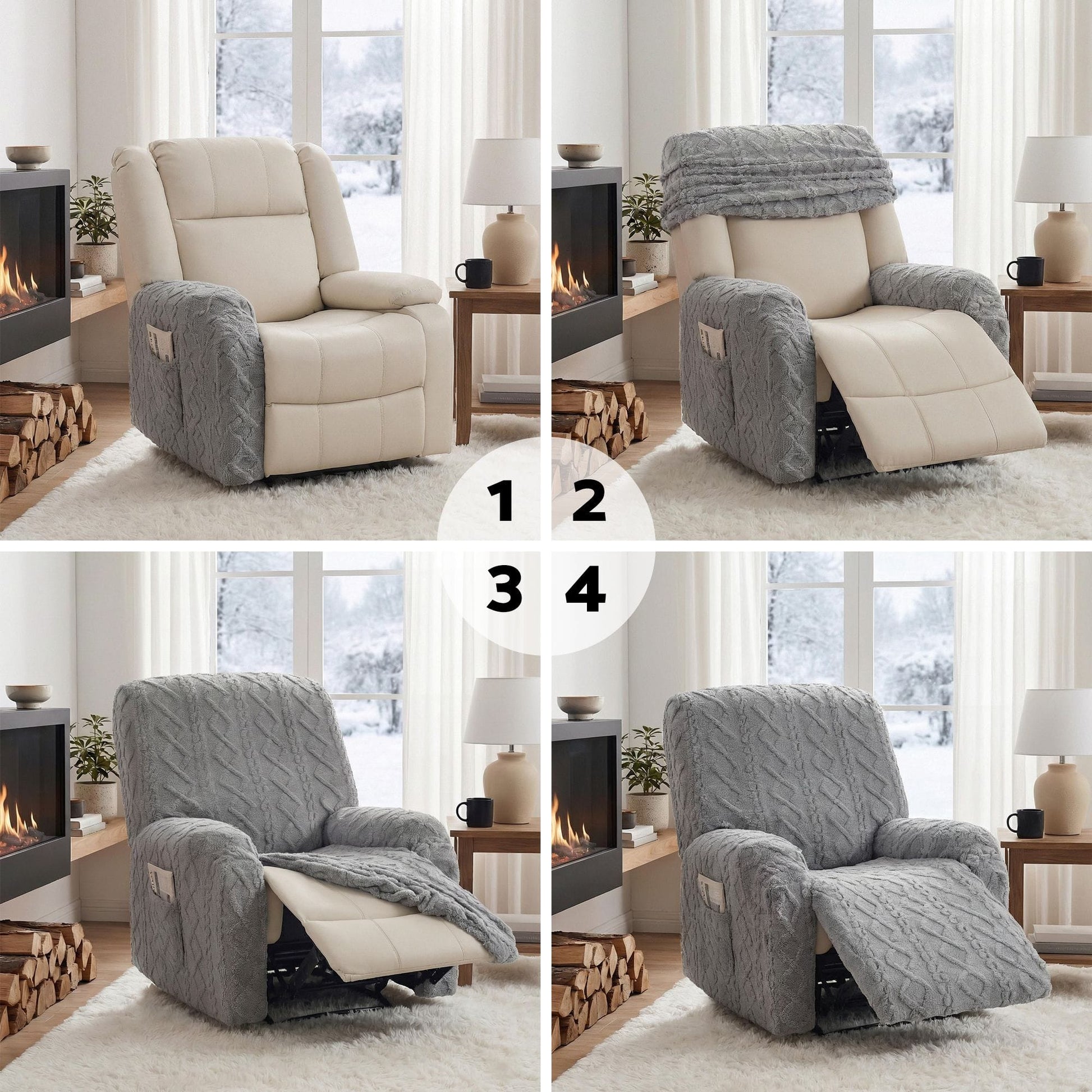 Alona.com.au Furniture > Bar Stools & Chairs > Arm Chairs & Recliners Artiss Recliner Chair Covers with Storage Side Pockets Grey