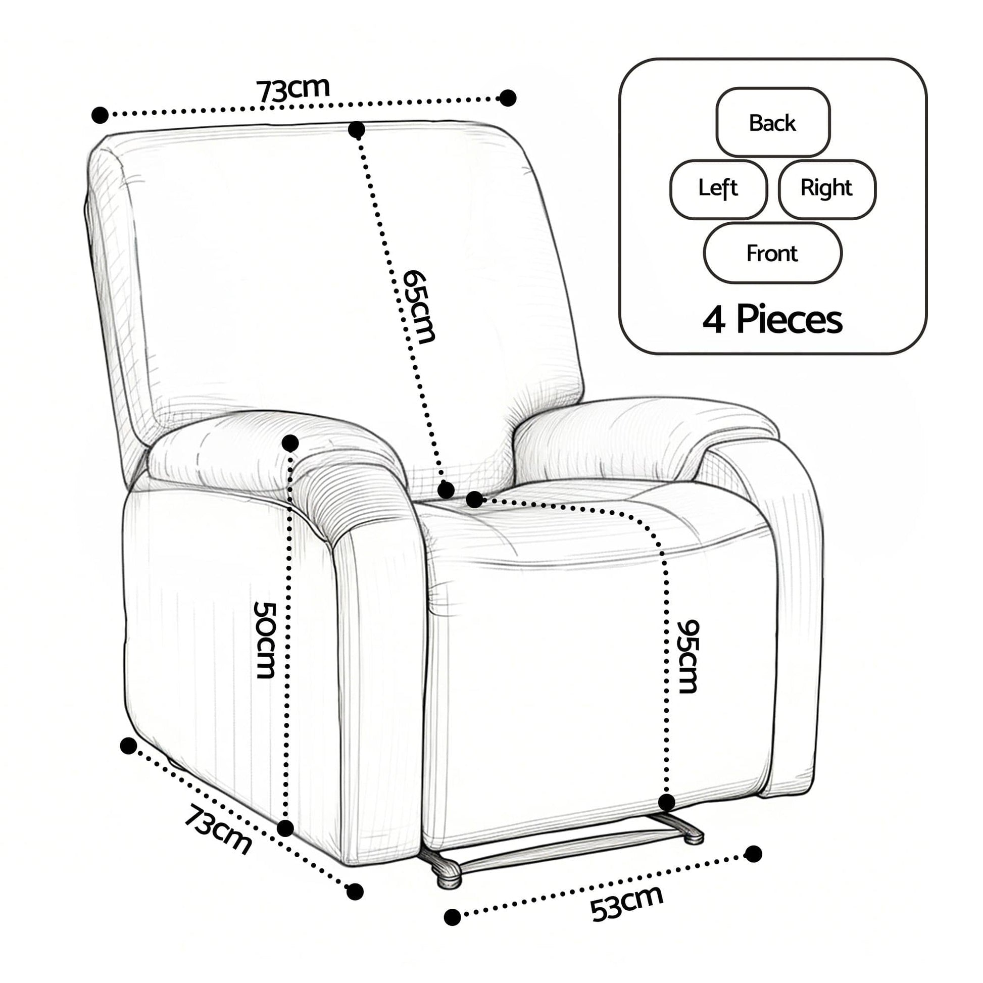 Alona.com.au Furniture > Bar Stools & Chairs > Arm Chairs & Recliners Artiss Stretch Kids Recliner Cover 4-Pieces Recliner Chair Slipcovers Printed Polyester