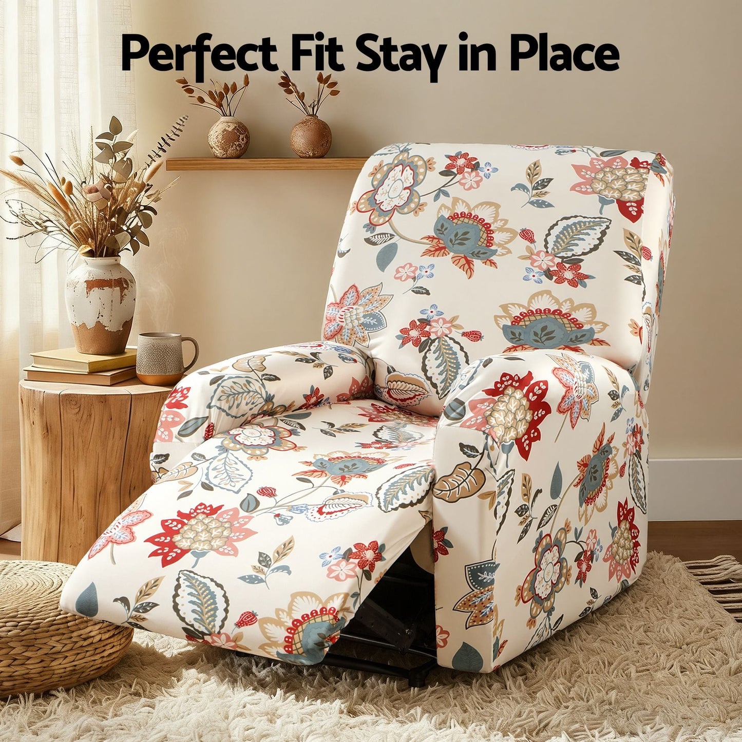 Alona.com.au Furniture > Bar Stools & Chairs > Arm Chairs & Recliners Artiss Stretch Kids Recliner Cover 4-Pieces Recliner Chair Slipcovers Printed Polyester