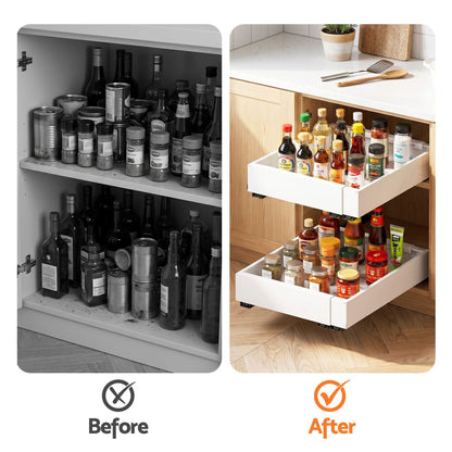 Alona.com.au Furniture > Bathroom > Bathroom Cabinets, Cupboards & Storage Artiss 2 Pack Pull Out Drawers for Cabinets Expandable Cabinet Organizer White