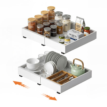 Alona.com.au Furniture > Bathroom > Bathroom Cabinets, Cupboards & Storage Artiss 2 Pack Pull Out Drawers for Cabinets Expandable Cabinet Organizer White