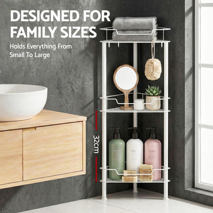 Alona.com.au Furniture > Bathroom > Bathroom Cabinets, Cupboards & Storage Artiss 4 Tier Floor Standing Corner Shower Caddy Bathroom Organizer White