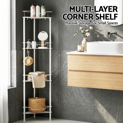 Alona.com.au Furniture > Bathroom > Bathroom Cabinets, Cupboards & Storage Artiss 4 Tier Floor Standing Corner Shower Caddy Bathroom Organizer White