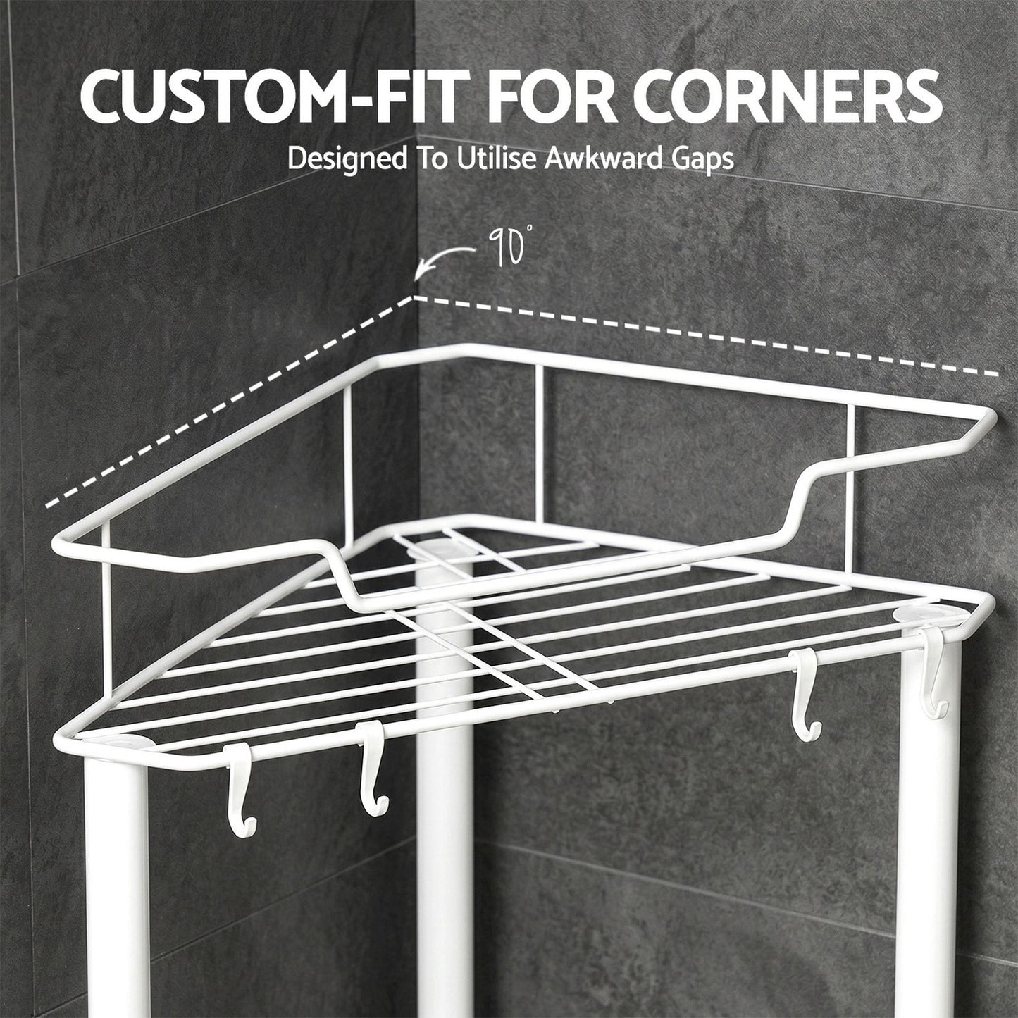 Alona.com.au Furniture > Bathroom > Bathroom Cabinets, Cupboards & Storage Artiss 4 Tier Floor Standing Corner Shower Caddy Bathroom Organizer White