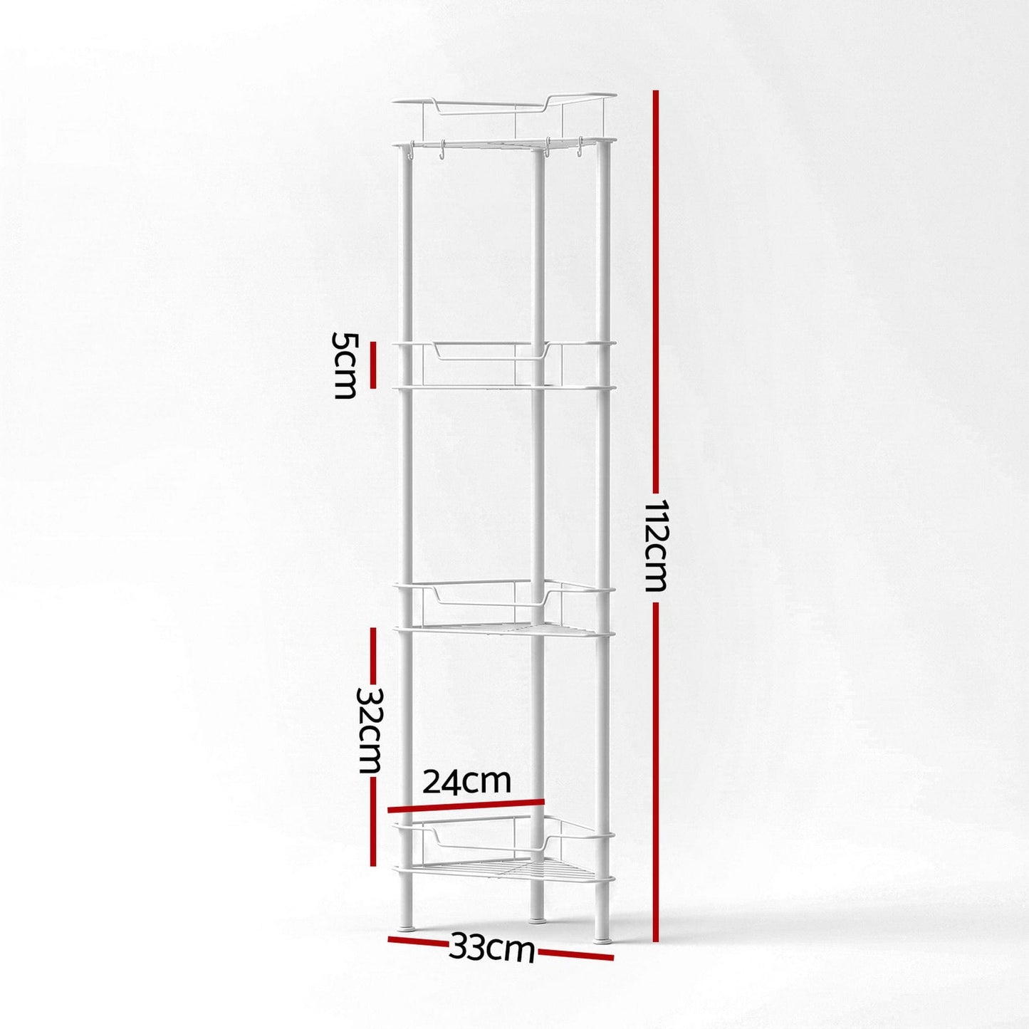 Alona.com.au Furniture > Bathroom > Bathroom Cabinets, Cupboards & Storage Artiss 4 Tier Floor Standing Corner Shower Caddy Bathroom Organizer White