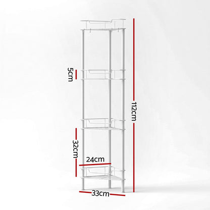 Alona.com.au Furniture > Bathroom > Bathroom Cabinets, Cupboards & Storage Artiss 4 Tier Floor Standing Corner Shower Caddy Bathroom Organizer White