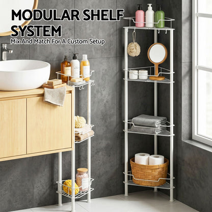 Alona.com.au Furniture > Bathroom > Bathroom Cabinets, Cupboards & Storage Artiss 4 Tier Floor Standing Corner Shower Caddy Bathroom Organizer White