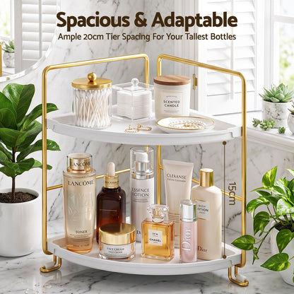 Alona.com.au Furniture > Bathroom > Bathroom Cabinets, Cupboards & Storage Artiss Bathroom Corner Shelf Countertop Organiser Vanity Storage Rack White Gold