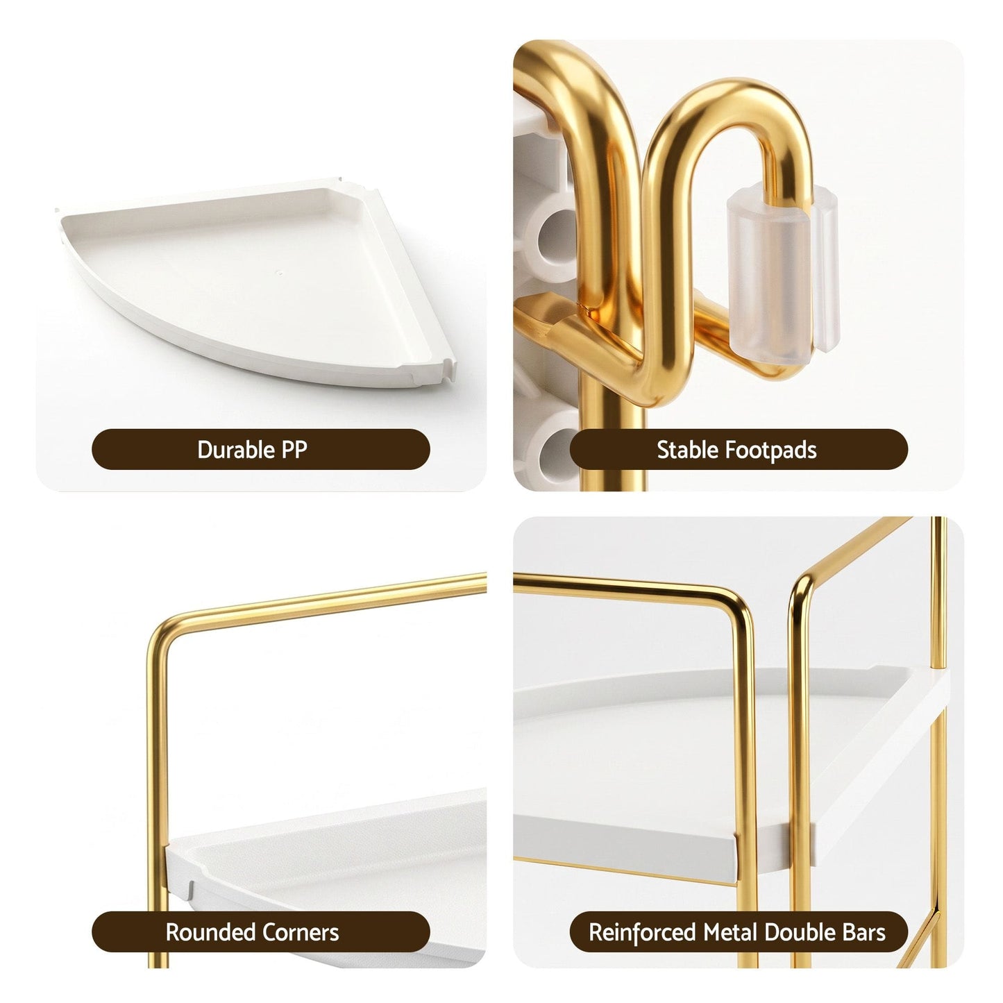 Alona.com.au Furniture > Bathroom > Bathroom Cabinets, Cupboards & Storage Artiss Bathroom Corner Shelf Countertop Organiser Vanity Storage Rack White Gold