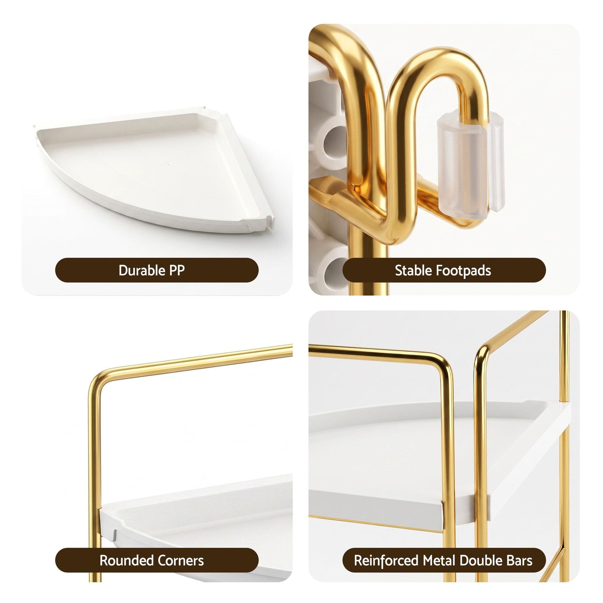 Alona.com.au Furniture > Bathroom > Bathroom Cabinets, Cupboards & Storage Artiss Bathroom Corner Shelf Countertop Organiser Vanity Storage Rack White Gold