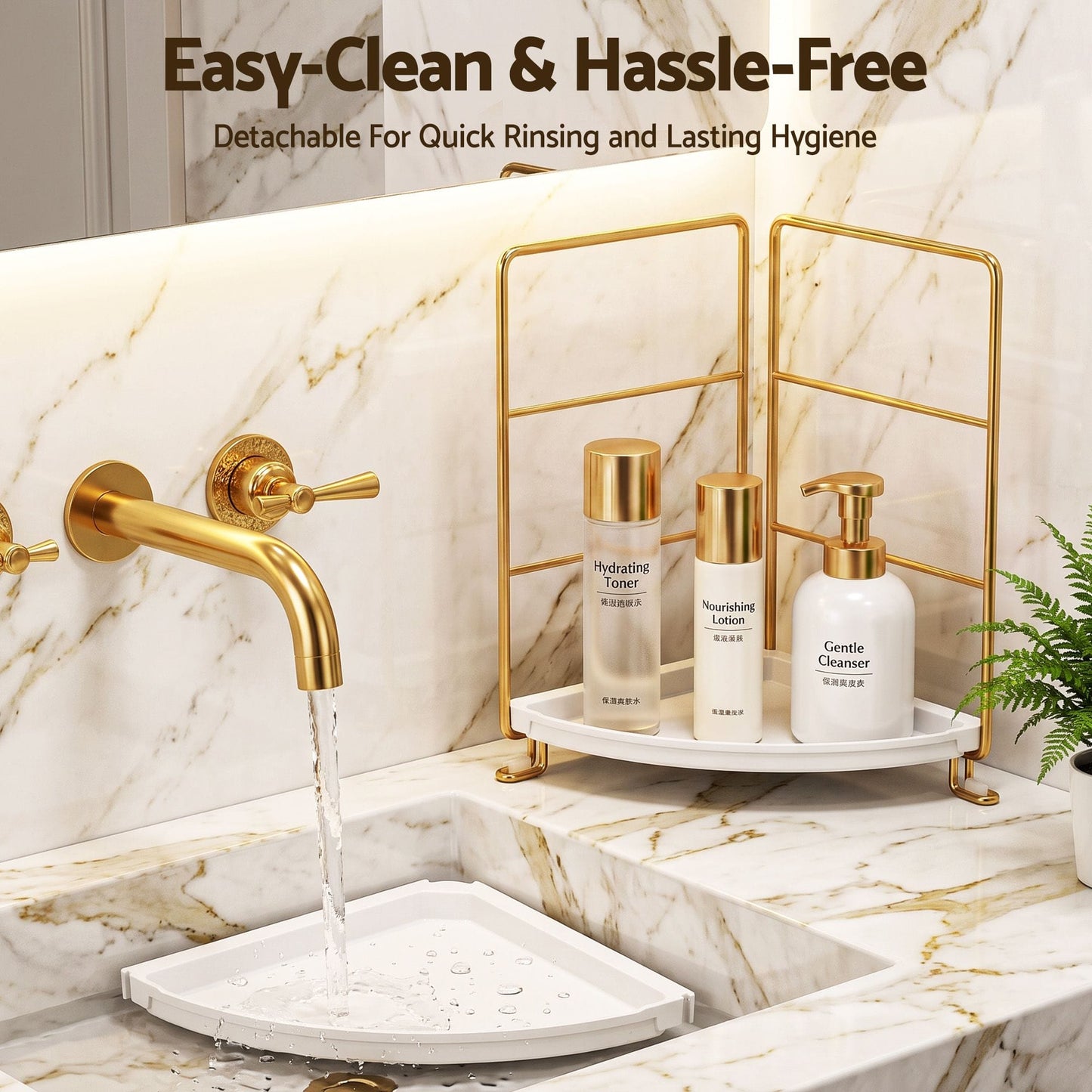 Alona.com.au Furniture > Bathroom > Bathroom Cabinets, Cupboards & Storage Artiss Bathroom Corner Shelf Countertop Organiser Vanity Storage Rack White Gold