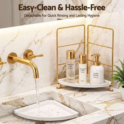 Alona.com.au Furniture > Bathroom > Bathroom Cabinets, Cupboards & Storage Artiss Bathroom Corner Shelf Countertop Organiser Vanity Storage Rack White Gold