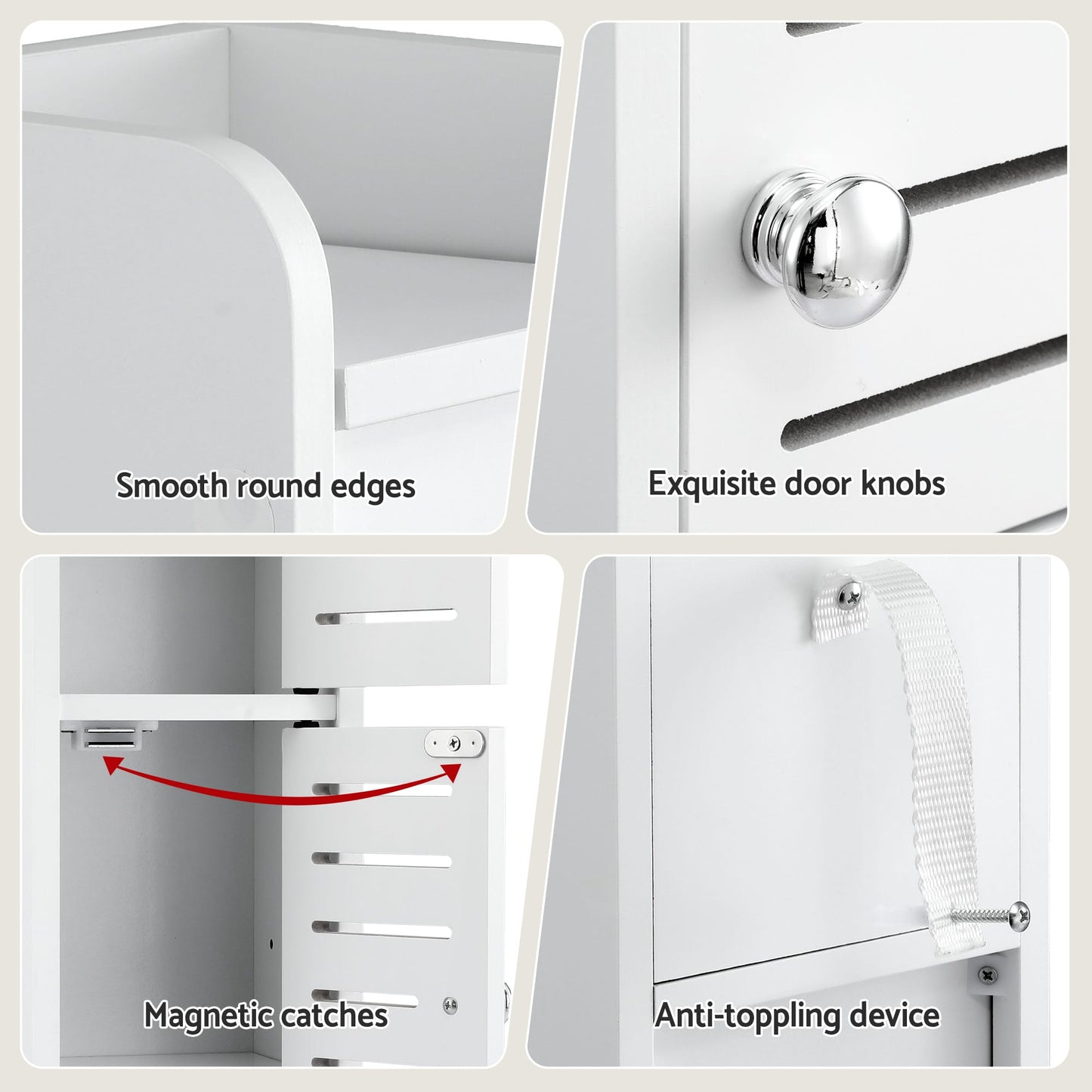 Alona.com.au Furniture > Bathroom > Bathroom Cabinets, Cupboards & Storage Artiss Bathroom Storage Cabinet 3-Tier Slim Toilet Paper Holder Organizer White