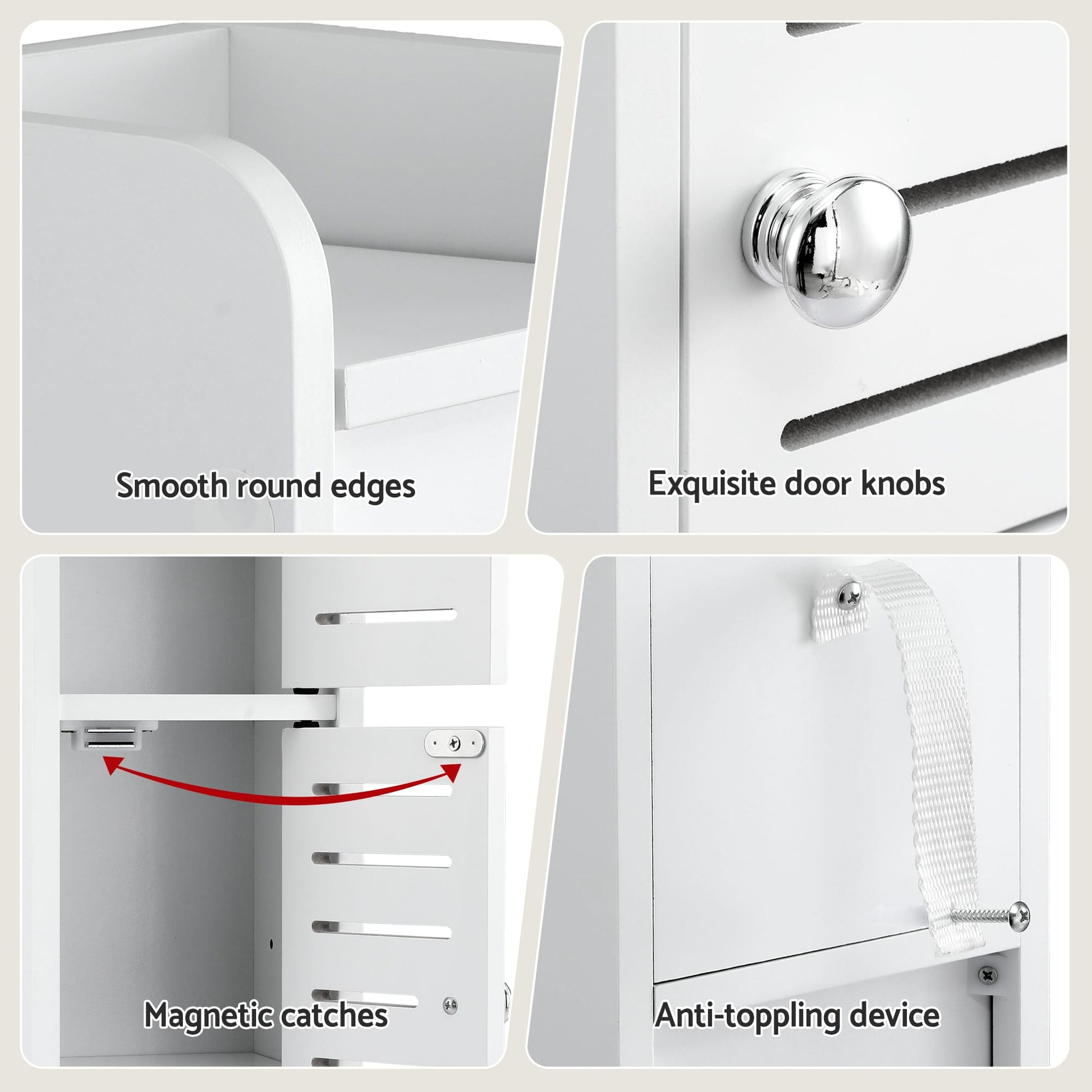 Alona.com.au Furniture > Bathroom > Bathroom Cabinets, Cupboards & Storage Artiss Bathroom Storage Cabinet 3-Tier Slim Toilet Paper Holder Organizer White