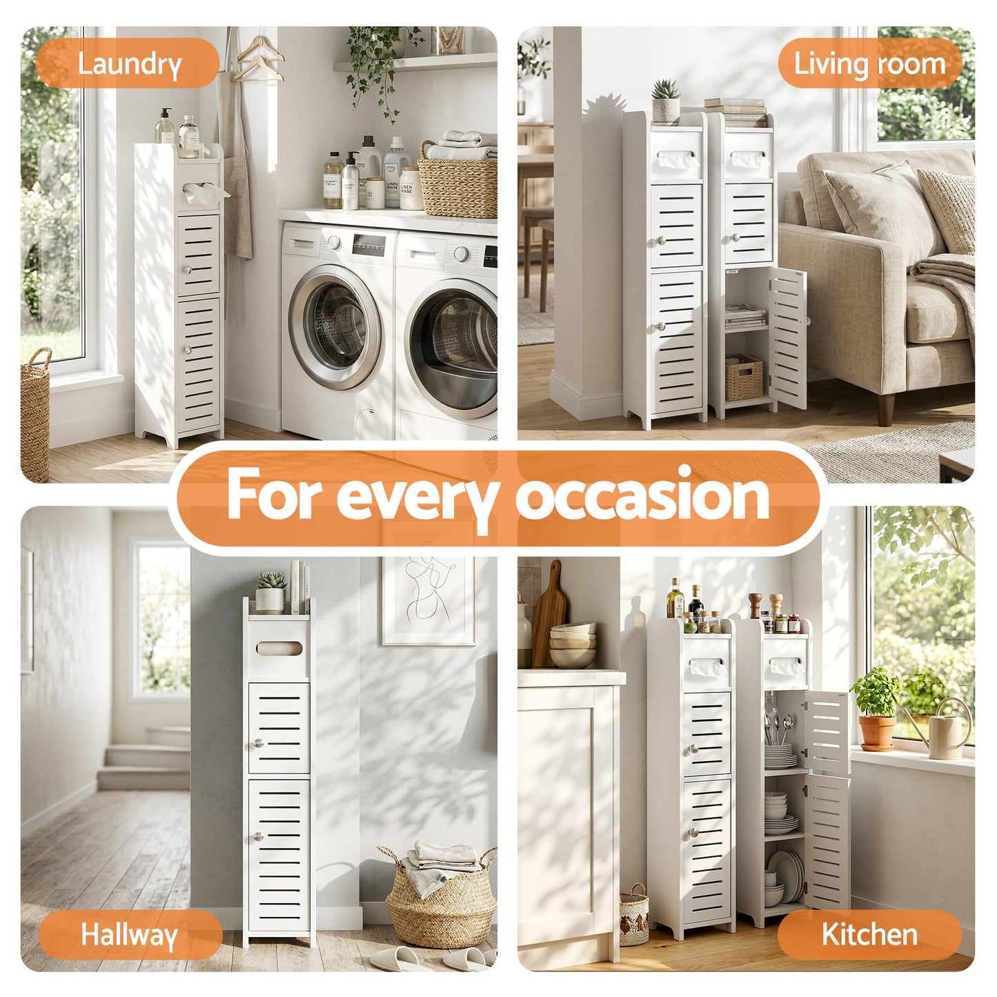Alona.com.au Furniture > Bathroom > Bathroom Cabinets, Cupboards & Storage Artiss Bathroom Storage Cabinet 3-Tier Slim Toilet Paper Holder Organizer White