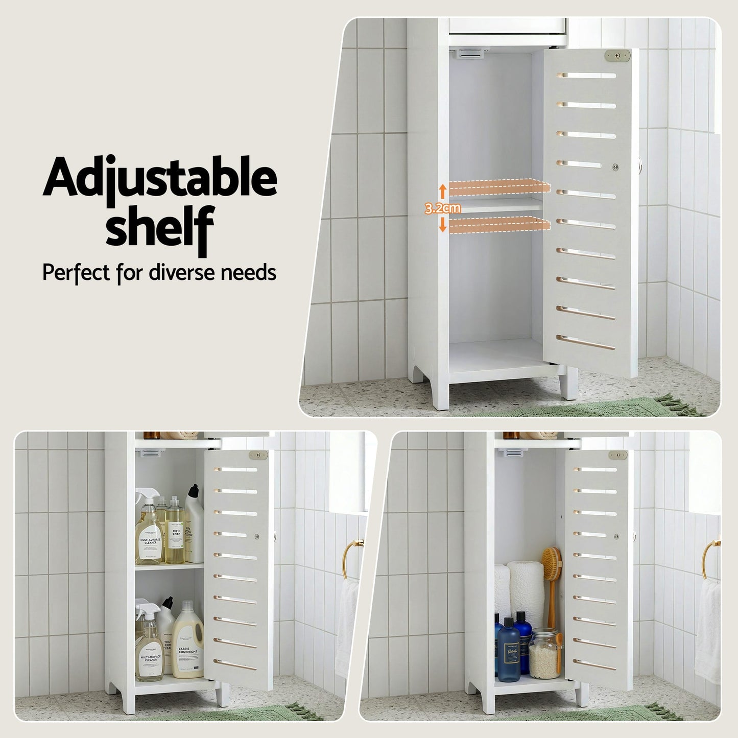 Alona.com.au Furniture > Bathroom > Bathroom Cabinets, Cupboards & Storage Artiss Bathroom Storage Cabinet 3-Tier Slim Toilet Paper Holder Organizer White