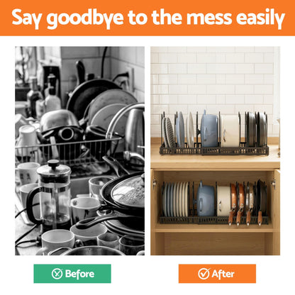Alona.com.au Furniture > Bathroom > Bathroom Cabinets, Cupboards & Storage Artiss Expandable Pots and Pans Organizer Rack Cookware Holder Kitchen Cabinet Rack