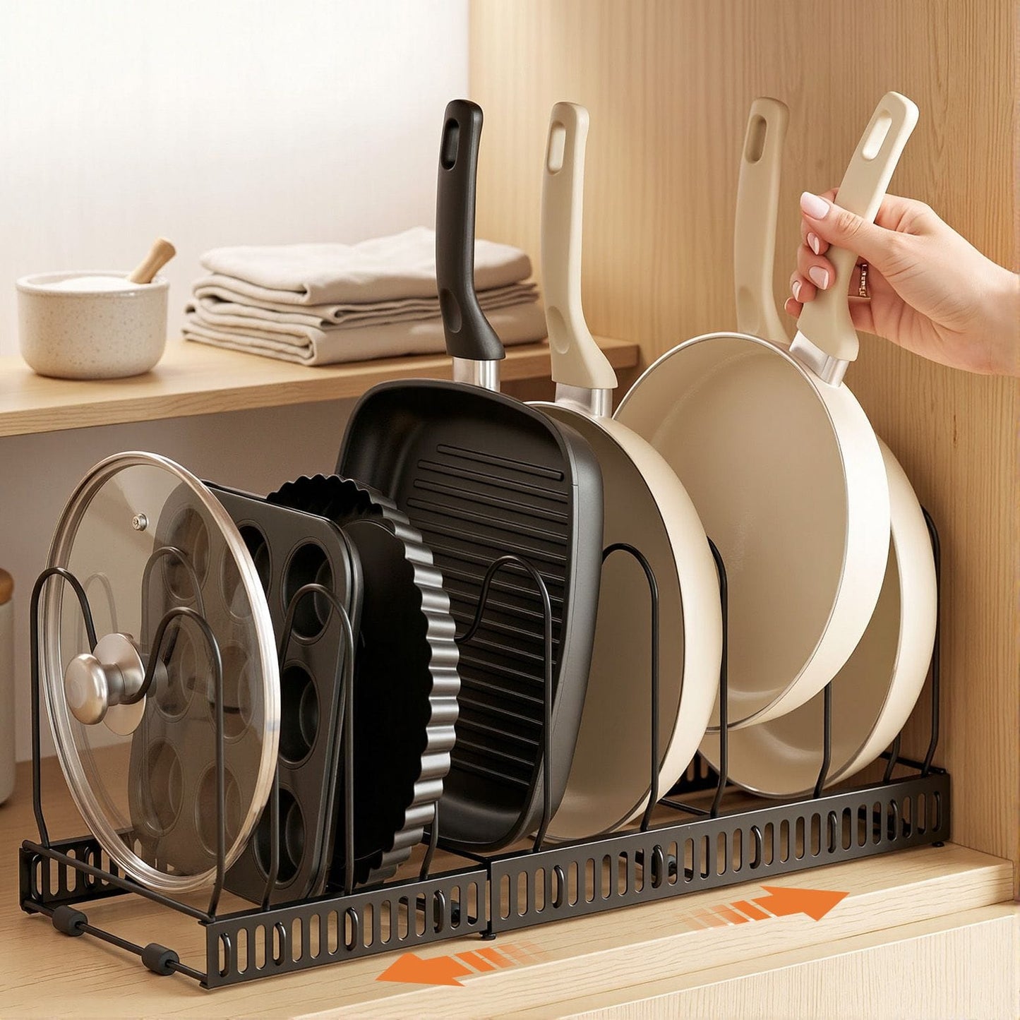 Alona.com.au Furniture > Bathroom > Bathroom Cabinets, Cupboards & Storage Artiss Expandable Pots and Pans Organizer Rack Cookware Holder Kitchen Cabinet Rack