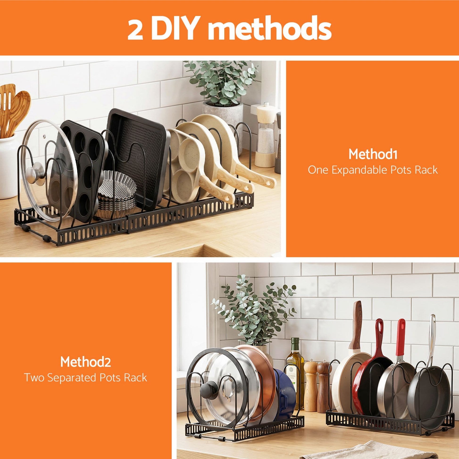 Alona.com.au Furniture > Bathroom > Bathroom Cabinets, Cupboards & Storage Artiss Expandable Pots and Pans Organizer Rack Cookware Holder Kitchen Cabinet Rack