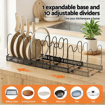 Alona.com.au Furniture > Bathroom > Bathroom Cabinets, Cupboards & Storage Artiss Expandable Pots and Pans Organizer Rack Cookware Holder Kitchen Cabinet Rack