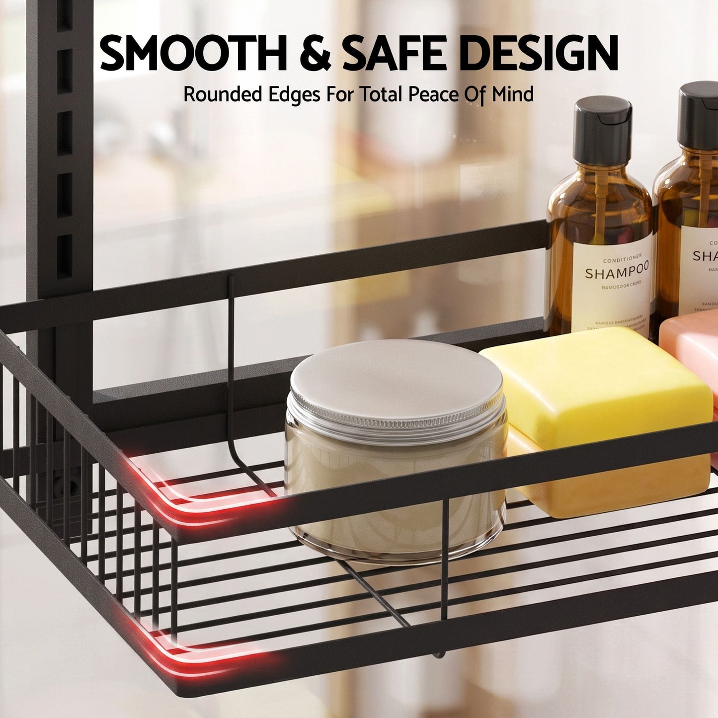 Alona.com.au Furniture > Bathroom > Bathroom Cabinets, Cupboards & Storage Artiss Over Door Bathroom Rack Hanging Organiser 4 Tier No Drill 91cm Black