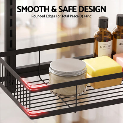 Alona.com.au Furniture > Bathroom > Bathroom Cabinets, Cupboards & Storage Artiss Over Door Bathroom Rack Hanging Organiser 4 Tier No Drill 91cm Black