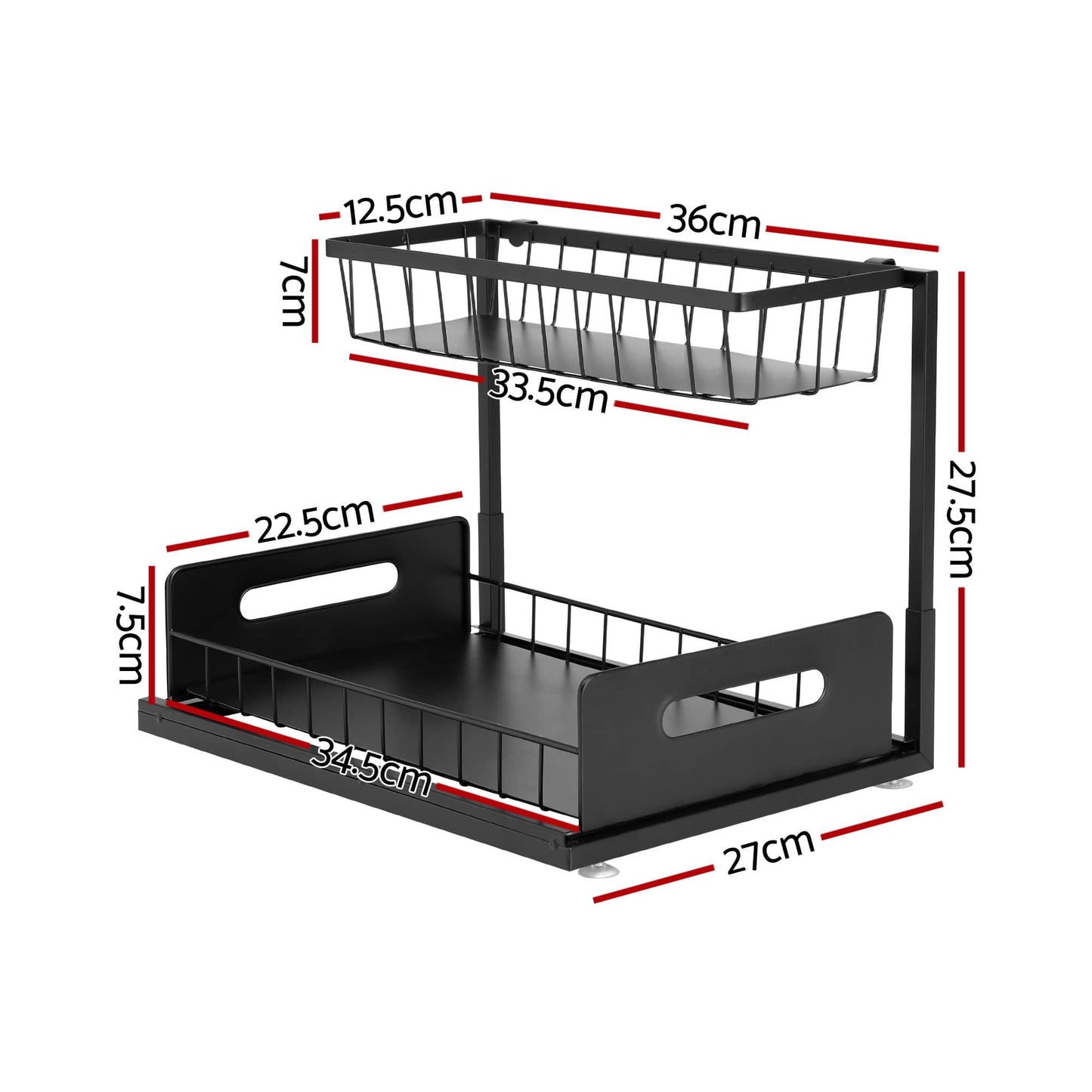 Alona.com.au Furniture > Bathroom > Bathroom Cabinets, Cupboards & Storage Artiss Under Sink Organizer Storage L Shape 1 Pull Out Drawers Kitchen Cabinet Shelf
